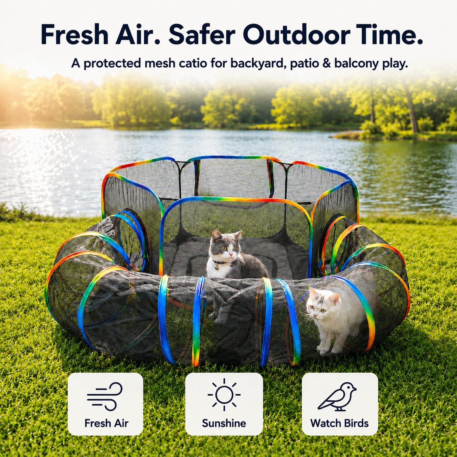 Cat Tent and Tunnel Outdoor Enclosure Set