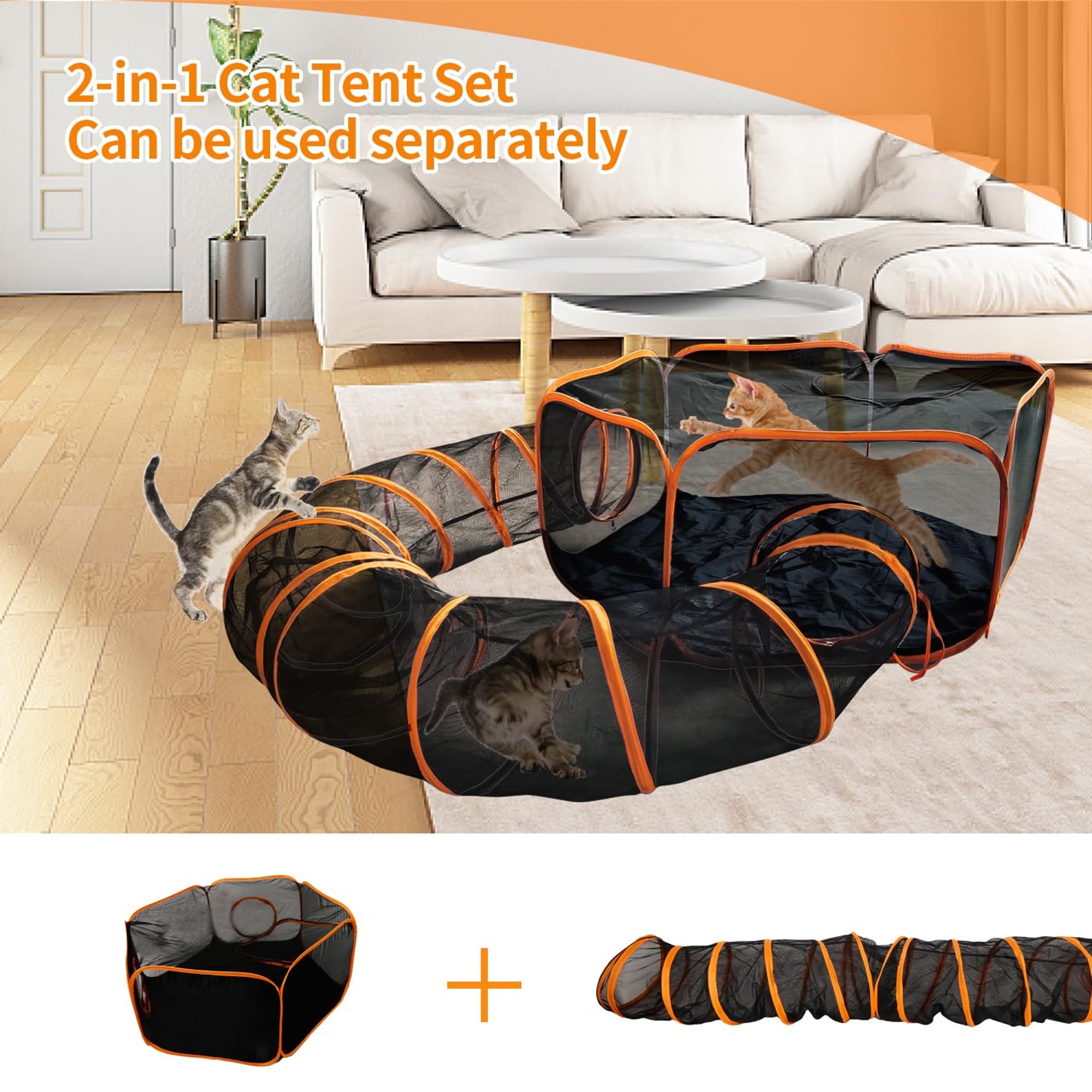 Foldable Cat Enclosure with Connecting Tunnel: image 2
