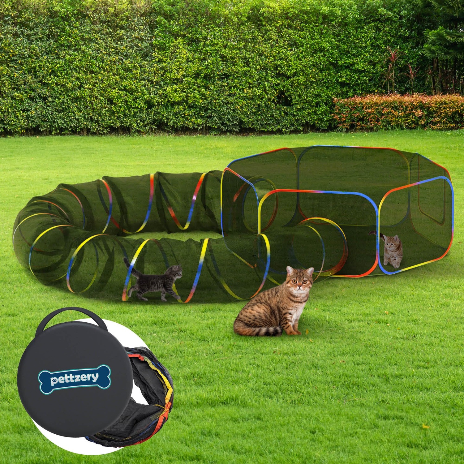 Portable Catio Cat Tent with Play Tunnel