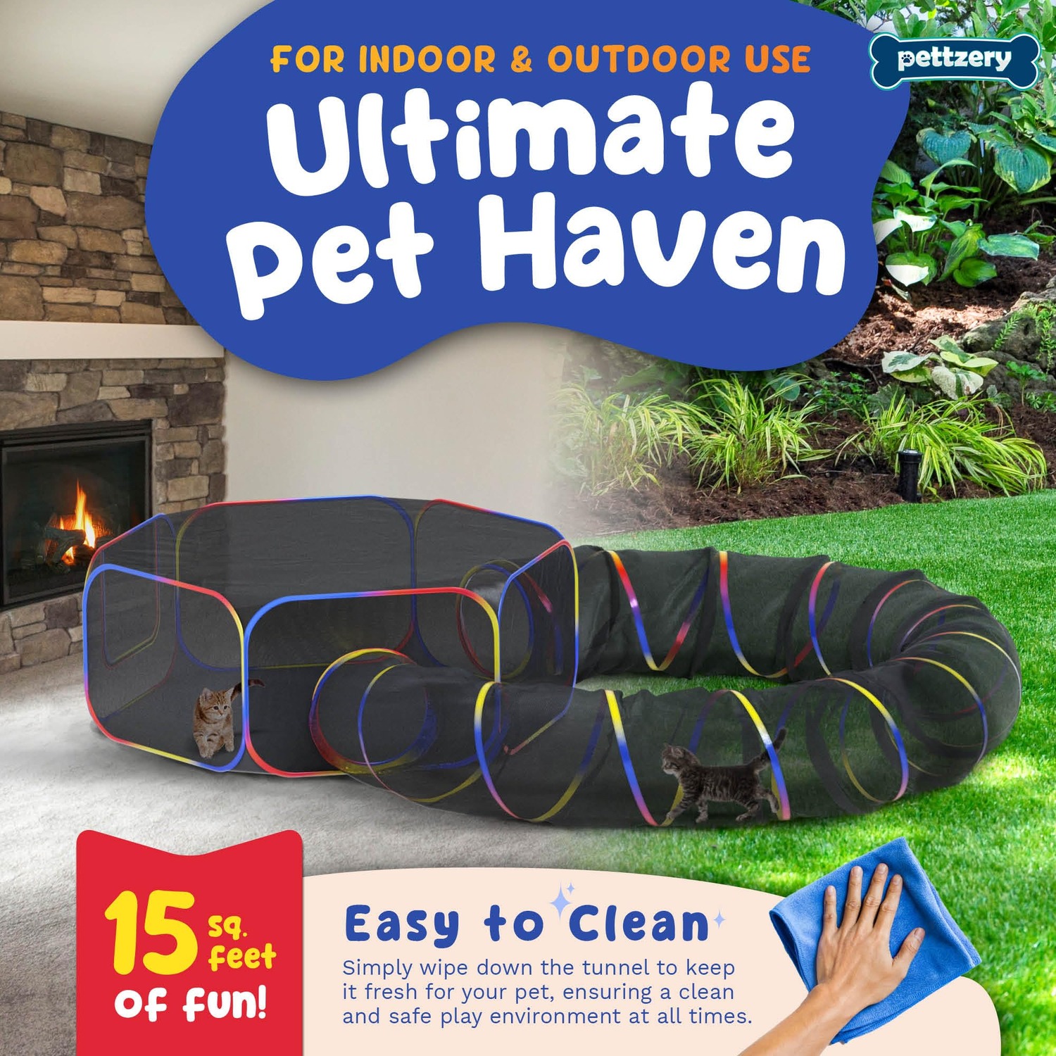 Portable Catio Cat Tent with Play Tunnel