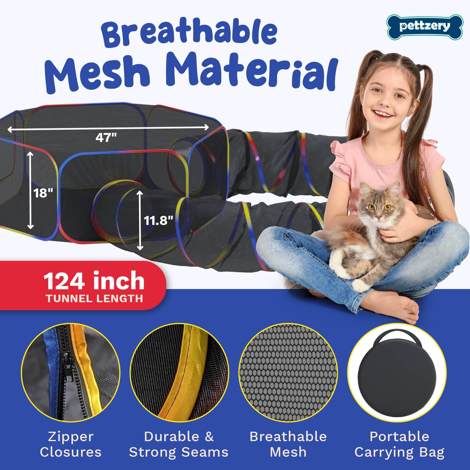 Portable Catio Cat Tent with Play Tunnel
