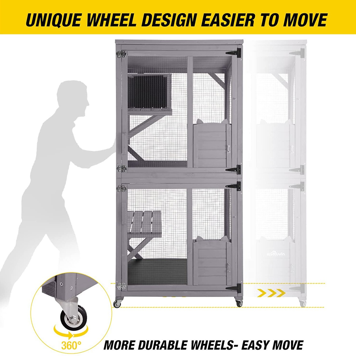 Walk-In Catio Wooden Cat Enclosure with Wheels: image 4