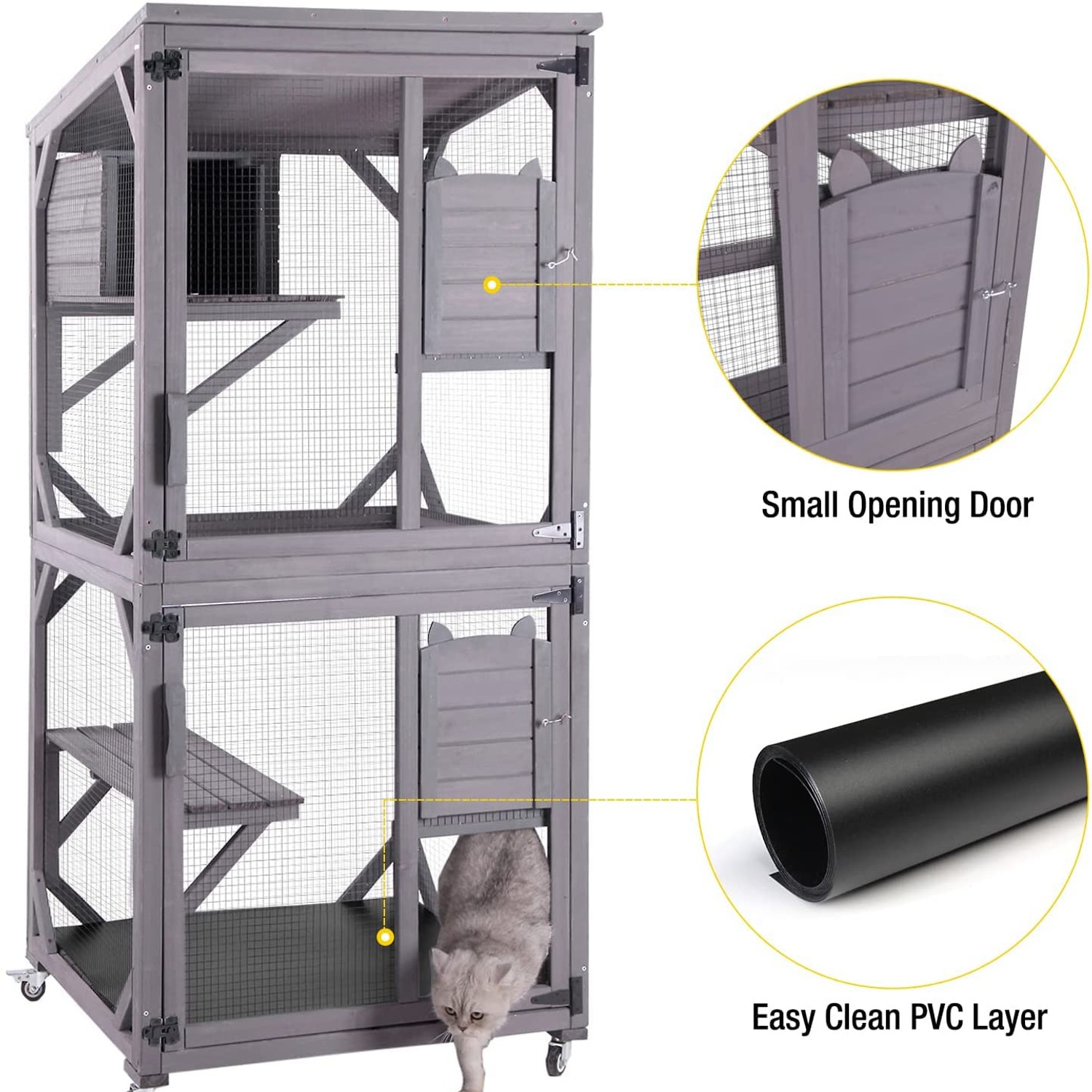Walk-In Catio Wooden Cat Enclosure with Wheels: image 6