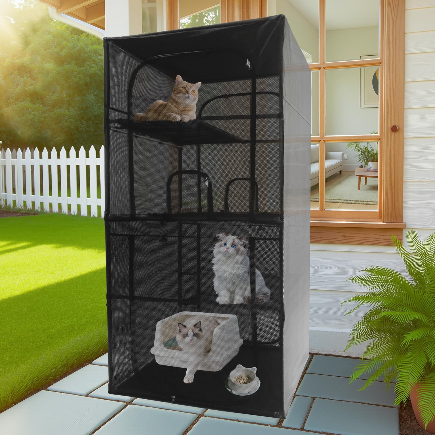 Four-Tier Window Catio Cat Enclosure